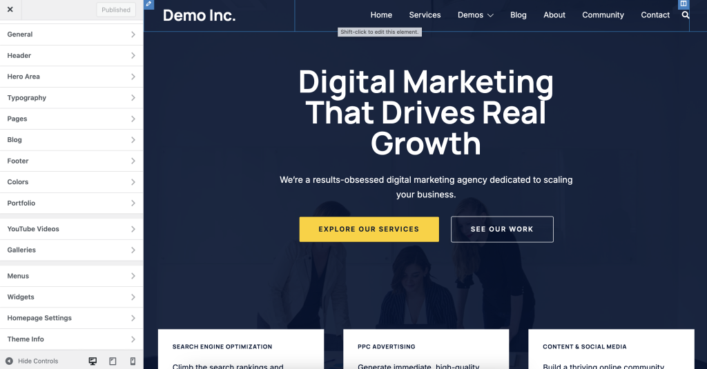 Using Sydney - A highly customizable WordPress theme